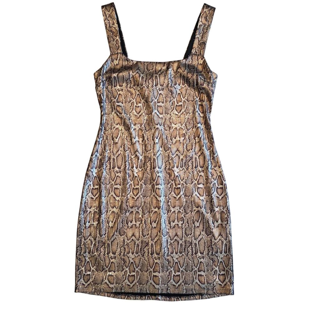 L'Agence Sequin Mini Dress Womens S Gold Snake Print Cocktail Party NWT